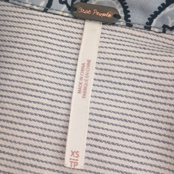 Free People Boho All Patched Up Chambray Bandana Button Down Shirt - Picture 10 of 13